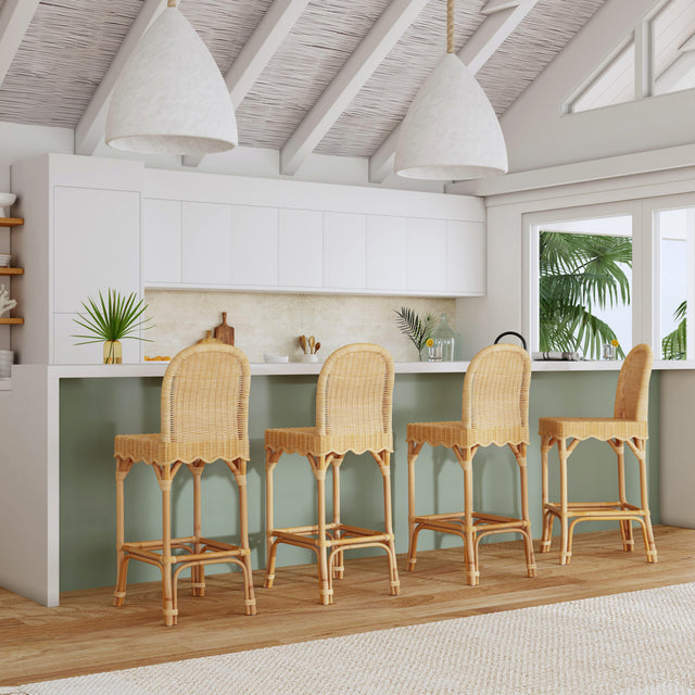 Flora 30 in. Seat Height Rattan Scalloped Edge Bar Stool with Back by Butler Specialty Company
