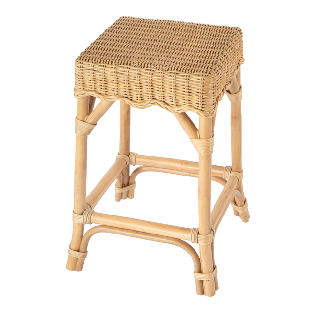 Flora 16.5 in. Seat Height Square Rattan Scalloped Backless Counter stool by Butler Specialty Company