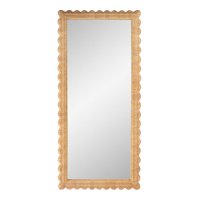 Flora 32 in. W x 69.5 in. H Rectangular Scalloped  Rattan Floor Mirror by Butler Specialty Company