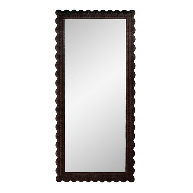Flora 32 in. W x 69.5 in. H Rectangular Scalloped  Rattan Floor Mirror by Butler Specialty Company