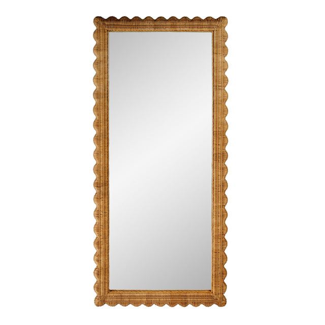 Flora 32 in. W x 69.5 in. H Rectangular Scalloped  Rattan Floor Mirror by Butler Specialty Company
