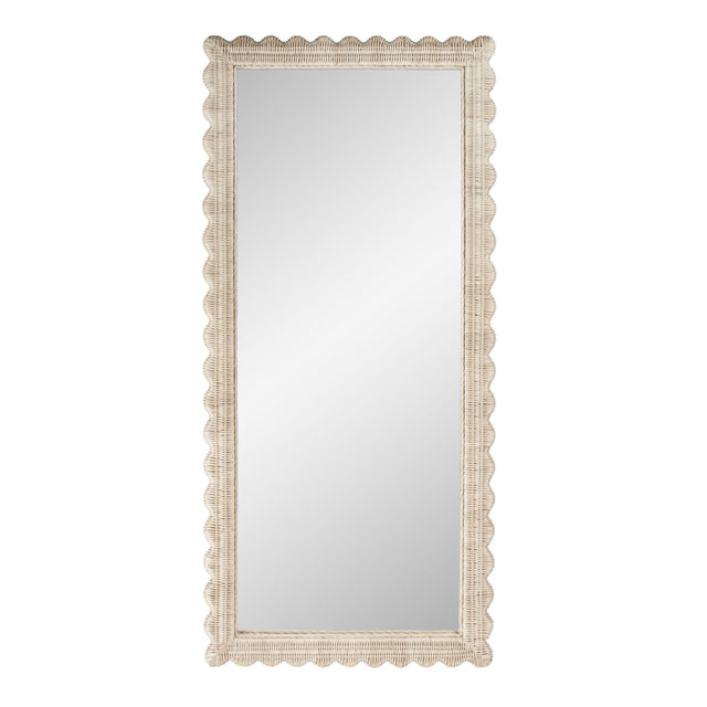 Flora 32 in. W x 69.5 in. H Rectangular Scalloped  Rattan Floor Mirror by Butler Specialty Company