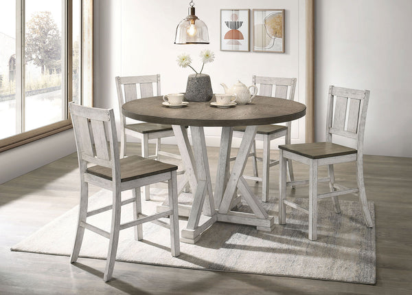 DAKOTA 5 Piece Round Counter Height Table Set