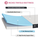 HOLLYHOCK 3" Tri-Fold Memory Foam Topper