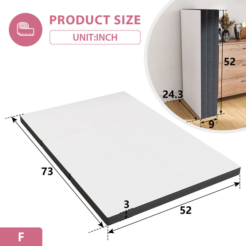 HOLLYHOCK 3" Tri-Fold Memory Foam Topper