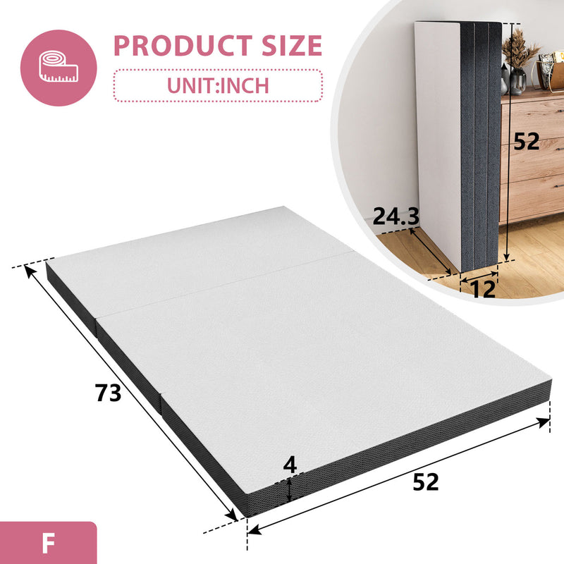 HOLLYHOCK 4" Tri-Fold Memory Foam Topper