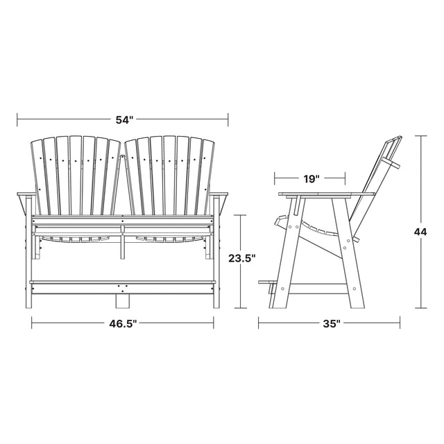 Heritage Double High Adirondack Bench by Wildridge
