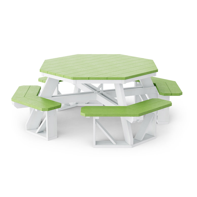 Heritage Octagon Picnic Table with 4 Attached Benches - 2 Tone by Wildridge