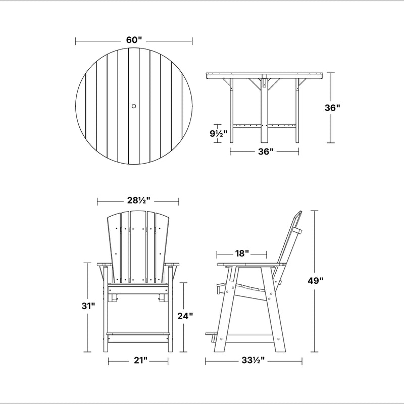 Heritage 7-Piece 60" Pub Counter Set in Two Tone by Wildridge