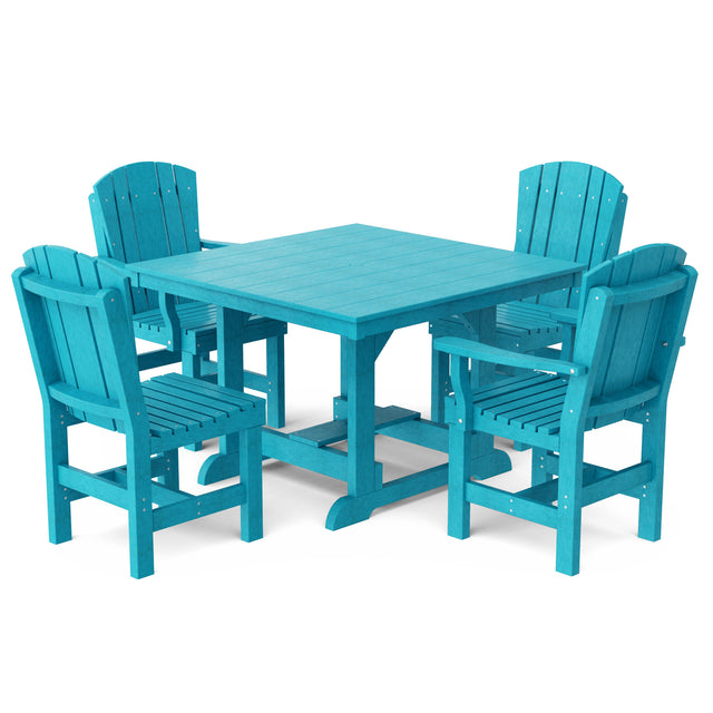 Heritage 5 Piece Patio Dining Set - 44"x44" Table with 2 Dining Arm Chairs and 2 Armless Chairs by Wildridge