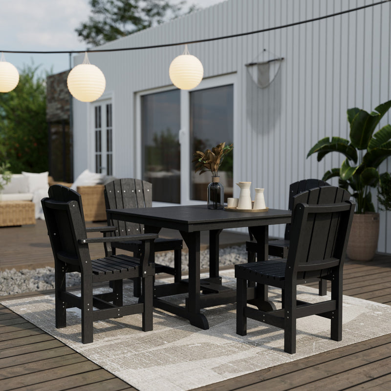 Heritage 5 Piece Patio Dining Set - 44"x44" Table with 2 Dining Arm Chairs and 2 Armless Chairs by Wildridge