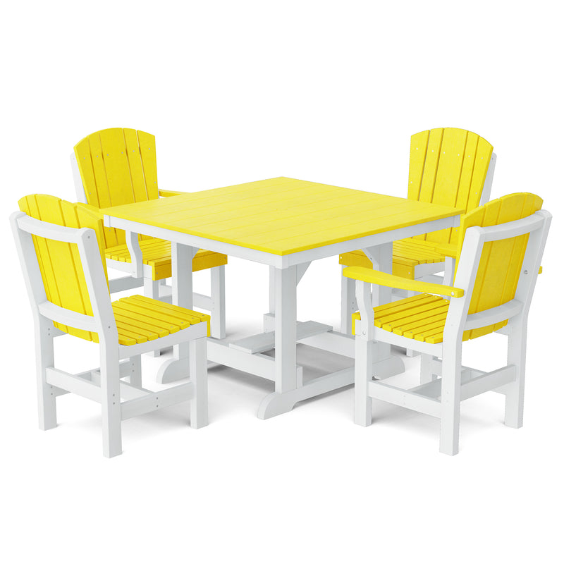 Heritage 5 Piece Patio Dining Set - 44"x44" Table with 2 Dining Arm Chairs and 2 Armless Chairs by Wildridge