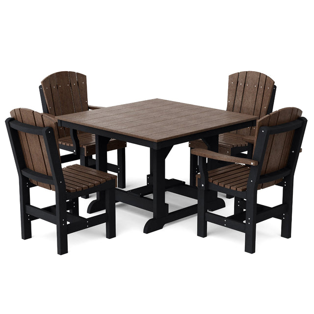 Heritage 5 Piece Patio Dining Set - 44"x44" Table with 2 Dining Arm Chairs and 2 Armless Chairs by Wildridge