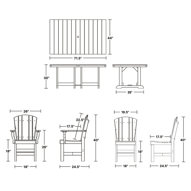 Heritage 7 Piece Patio Dining Set with 4 Dining Chairs and 2 Arm Chairs Set by Wildridge