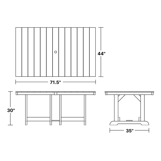 Heritage 7 Piece Patio Dining Set 44"x72" Table with 4 Dining Chairs and 2 Swivel Rocker Armchairs by Wildridge