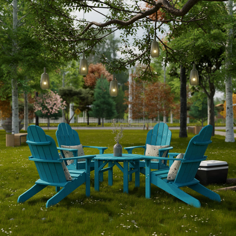 Classic Adirondack Chairs with Round Table by Wildridge