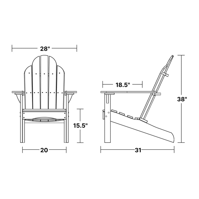 Classic Adirondack Chairs with Footrest by Wildridge