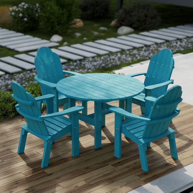 Classic 46 inch Round Patio Table set with 4 Deck Chairs by Wildridge