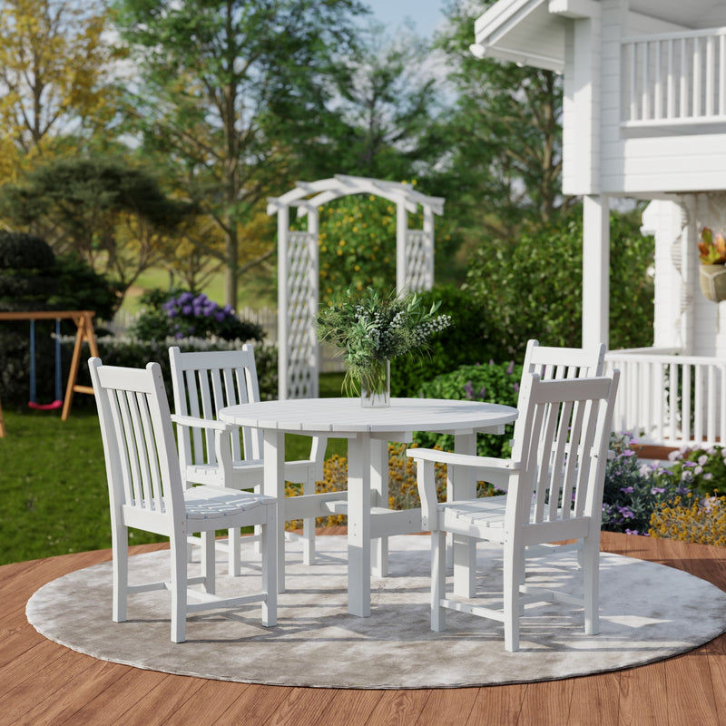 Classic 5-Piece 46 inch Round Patio Dining Set with 2 Side Chairs and 2 Arm Chairs by Wildridge