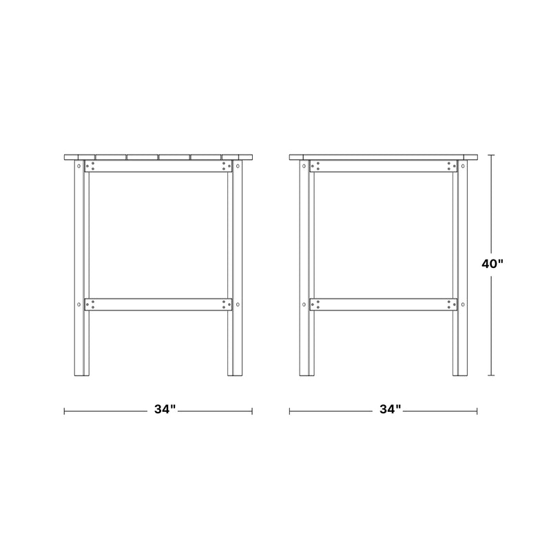 Classic 40 inch High Square 34"x34" Dining Table by Wildridge