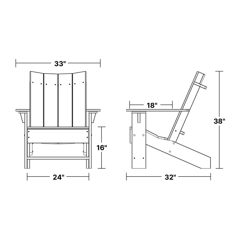 Outdoor Contemporary 2 Adirondack Chairs with 1 Side Table by Wildridge