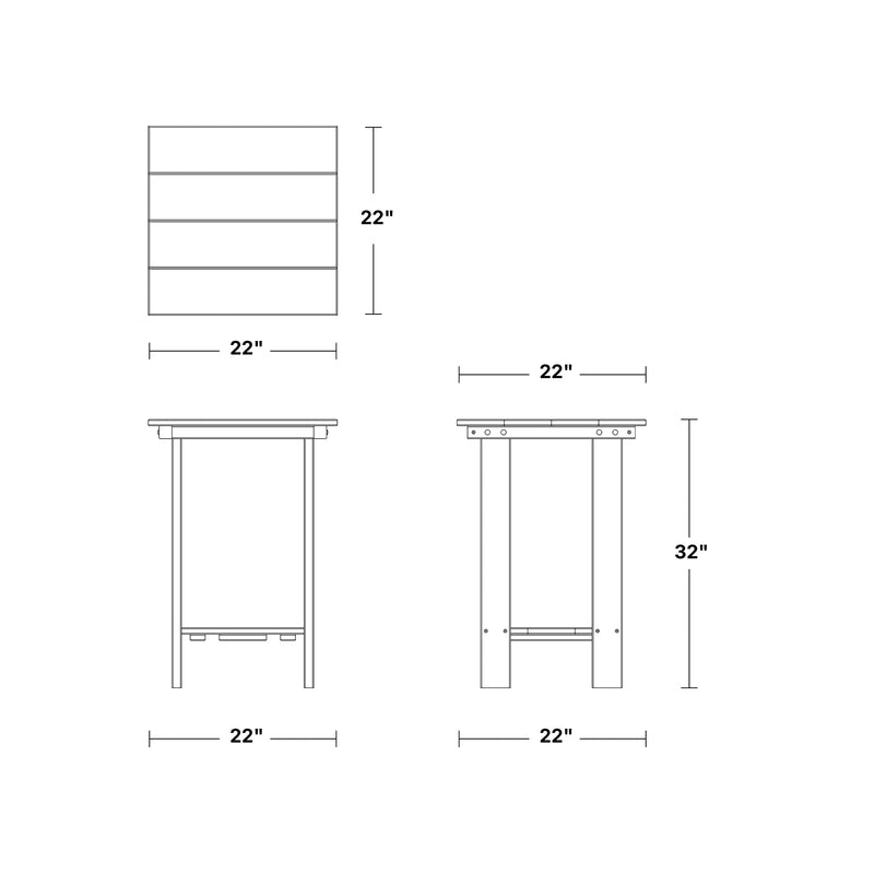Outdoor Contemporary Balcony Side Table 22"x22" by Wildridge