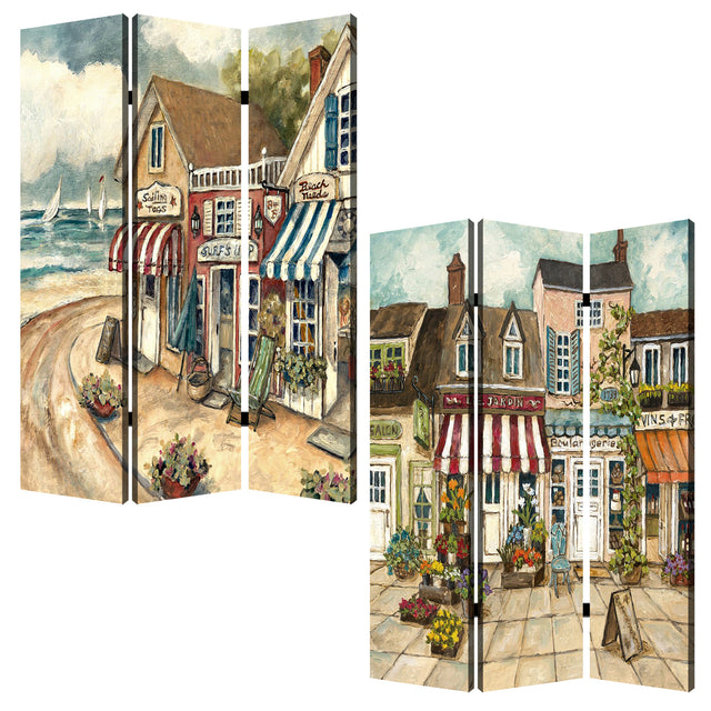 Screen Gems Seaside Town Screen Room Divider SG-246