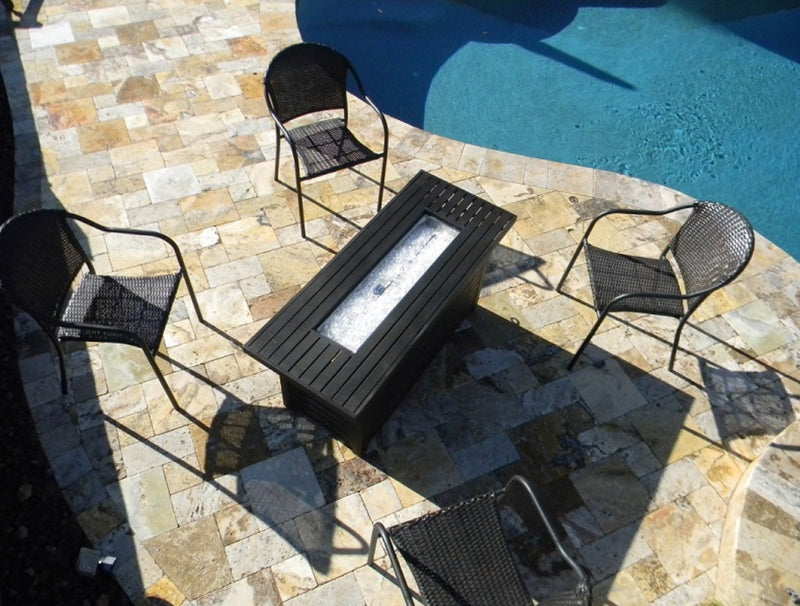 Rectangular Black Mocha Fire Pit With Wind Screen table - Elegant Indoor/Outdoor Furniture and home decor accessories at Gooddegg