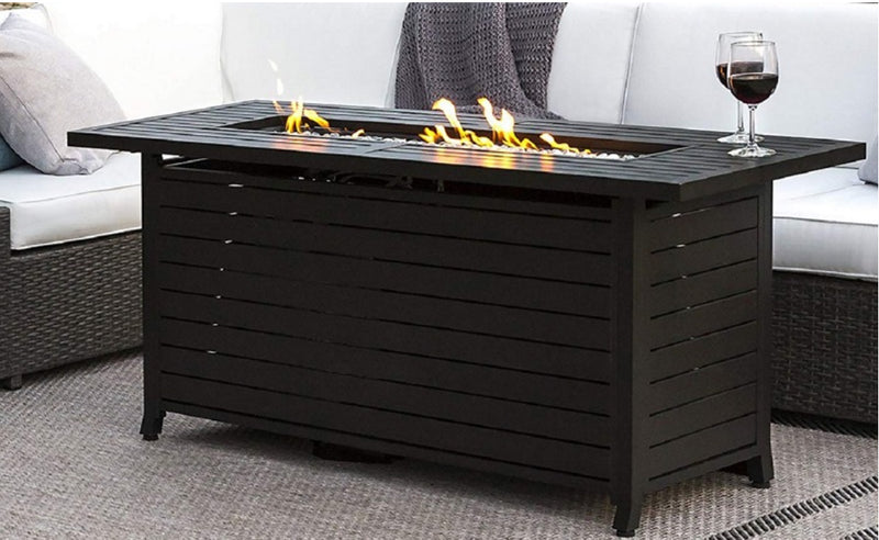 Rectangular Black Mocha Fire Pit With Wind Screen table - Elegant Indoor/Outdoor Furniture and home decor accessories at Gooddegg