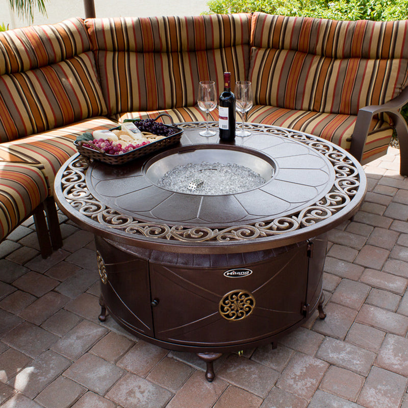 Outdoor Cast Aluminum Propane Fire Pit Table with Lid - Elegant Indoor/Outdoor Furniture and home decor accessories at Gooddegg