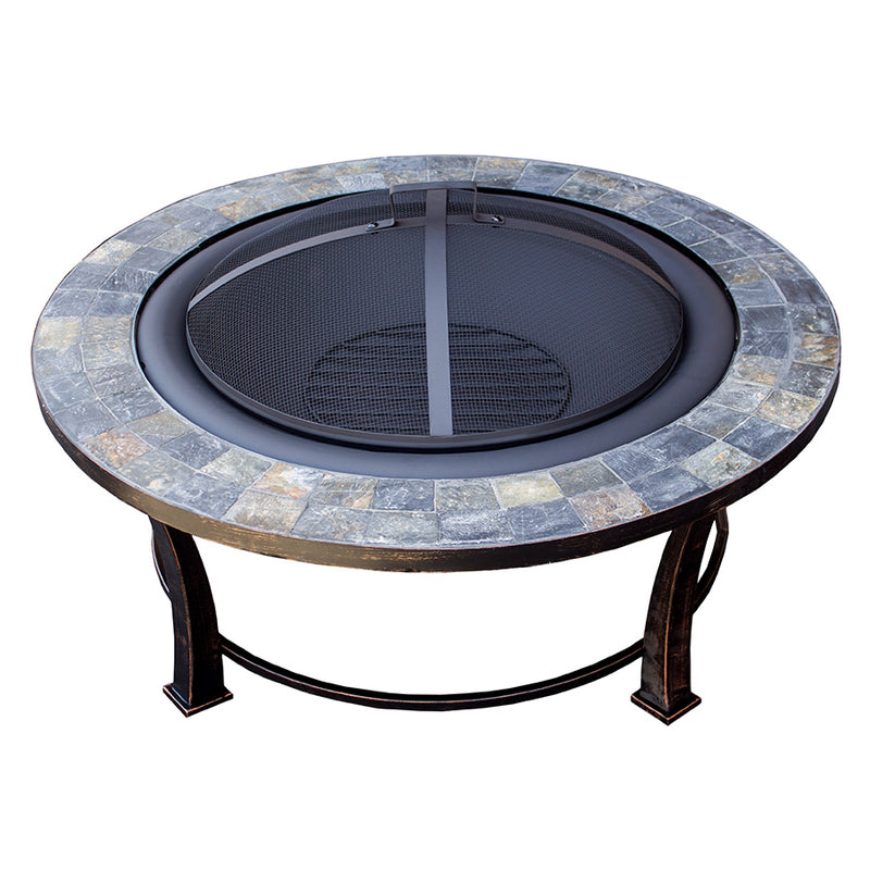 Wood Burning Fire Pit with Round Slate Table - Elegant Indoor/Outdoor Furniture and home decor accessories at Gooddegg