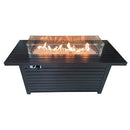 Outdoor Rectangle Fire Pit in Hammered Bronze with Wind Screen